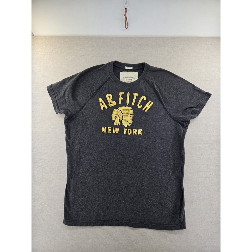 Vtg Y2K Abercrombie & Fitch Muscle T-Shirt Mens XL Gray Chief Indian New York